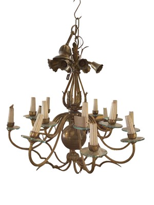 Lot 158 - A very large brass ceiling light, measuring 67cm diameter at the bottom