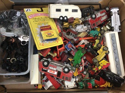 Lot 443 - Large quantity of Lesney, Dinky, Matchbox and other toys cars, vehicles, planes etc, remote control car and other toys (5 boxes)