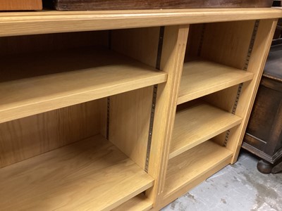 Lot 1378 - Large modern open bookcase with adjustable shelves, 185cm wide, 45cm deep, 80cm high