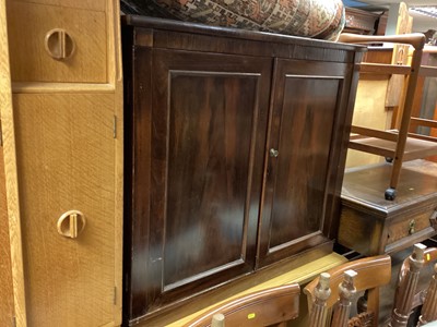 Lot 1379 - Victorian rosewood cupboard with shelved interior enclosed by two panelled doors, 100cm wide, 38cm deep, 86.5cm high