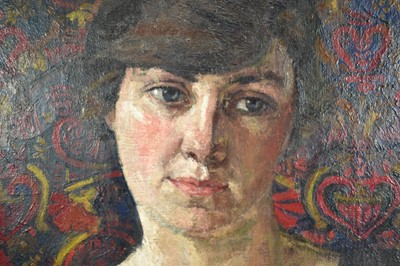 Lot 1261 - Dorothy Paton (1892-1977) a 1920s oil on canvas in gilt frame - portrait of a young lady, tilted verso 'Portrait of Ruth Buckingham, Colchester. Painted by Dorothy Paton of Harold Wood', About 1920...