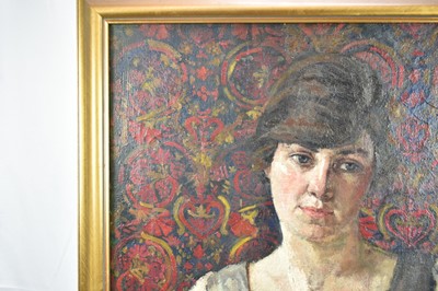 Lot 1261 - Dorothy Paton (1892-1977) a 1920s oil on canvas in gilt frame - portrait of a young lady, tilted verso 'Portrait of Ruth Buckingham, Colchester. Painted by Dorothy Paton of Harold Wood', About 1920...