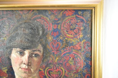 Lot 1261 - Dorothy Paton (1892-1977) a 1920s oil on canvas in gilt frame - portrait of a young lady, tilted verso 'Portrait of Ruth Buckingham, Colchester. Painted by Dorothy Paton of Harold Wood', About 1920...