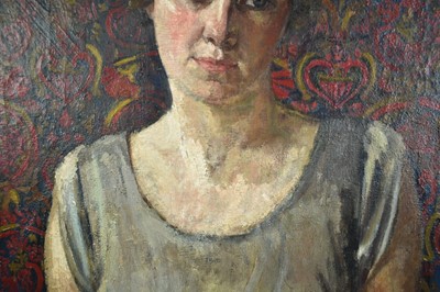 Lot 1261 - Dorothy Paton (1892-1977) a 1920s oil on canvas in gilt frame - portrait of a young lady, tilted verso 'Portrait of Ruth Buckingham, Colchester. Painted by Dorothy Paton of Harold Wood', About 1920...