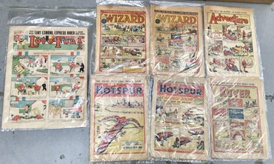 Lot 459 - Selection of 1950s comics including The Hotspur, The Wizard, The Rover, Adventure and Lot o' Fun