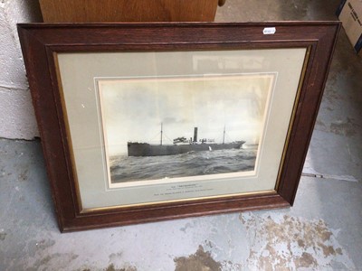 Lot 358 - Edwardian photograph of 'S.S Monkstone on her trial trip, off Sunderland, May 1909' in original glazed oak frame