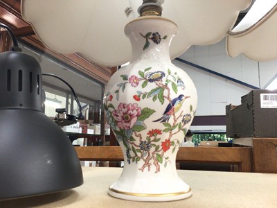 Lot 464 - Pair of wall mounted anglepoise lamps, two Aynsley ceramic lamps with shades and a pottery lamp (5)