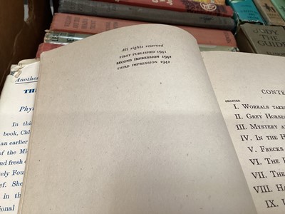 Lot 472 - Two boxes of books including various Biggles, William novels by Richard Crompton, For Your Eyes Only by Ian Fleming etc