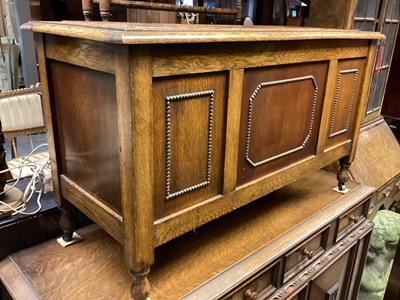 Lot 1396 - Oak blanket box with beaded and panelled decoration, 106cm wide, 44.5cm deep, 61cm deep