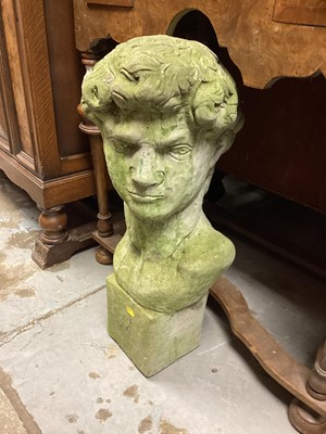 Lot 1399 - Concrete garden bust, 58cm high