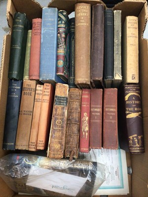 Lot 474 - One box of books including a signed copy of Sharpe's Trafalgar by Bernard Cornwell etc