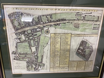 Lot 292 - 18th century engraving - A view of London about the year 1560, together with a map of the Parish of St Mary, Whitechapel