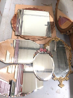 Lot 477 - Art Deco wall mirrors, gilt framed wall mirror and others