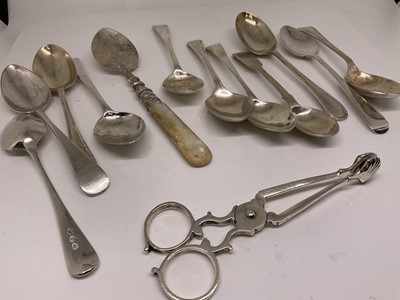 Lot 1073 - Silver spoons and sugar nips