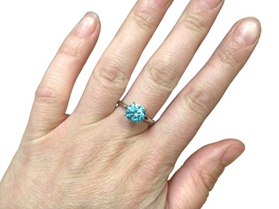 Lot 86 - Blue zircon single stone ring in 14ct white gold setting