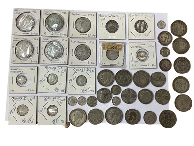 Lot 471 - G.B. - Pre 1947 silver coins to include scarce date florin 1932 (N.B. Est. face value £3.40) (Qty)