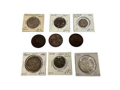 Lot 478 - World - Mixed coinage to include Ireland 'Gunmoney' James II Shilling Jan 1689 VG, U.S. copper Cent 1837 (N.B. Obv: Countermarked) otherwise AVF, Russia silver Rouble 1899 VF, South Africa 'Kruger'...