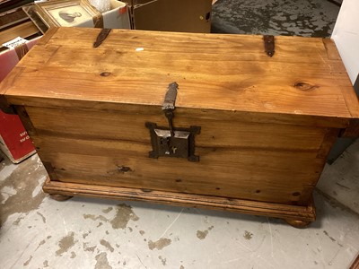 Lot 1427 - Hardwood blanket box with metal side handles