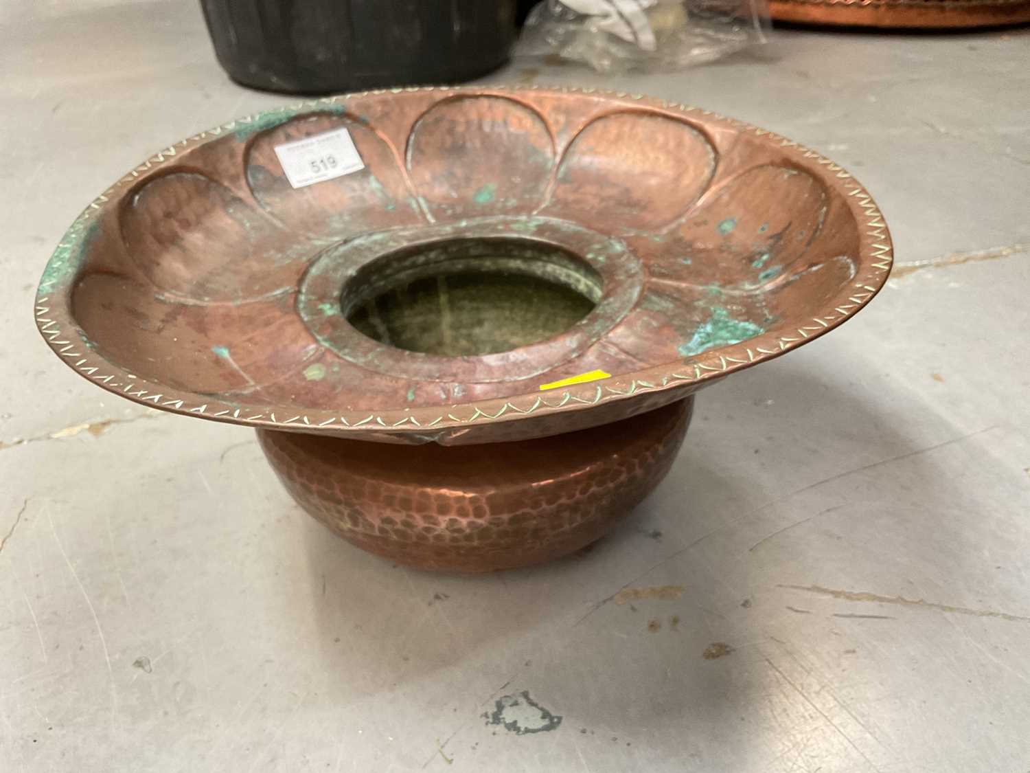 Lot 519 - Middle Eastern hammered copper Spittoon