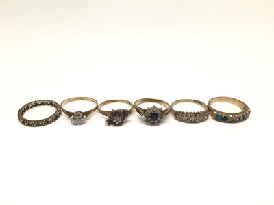 Lot 1112 - Six 9ct gold gem set rings