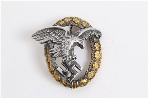 Lot 539 - Nazi Luftwaffe Air Observers badge with narrow...