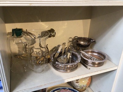 Lot 251 - Group of metalwares including silver plated coasters and crea jugs