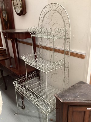 Lot 1437 - Wirework three tier planter, 89cm wide, 56cm deep, 185cm high