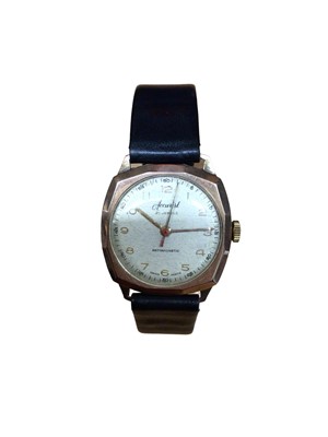 Lot 71 - 9ct gold cased Accurist wristwatch on leather strap