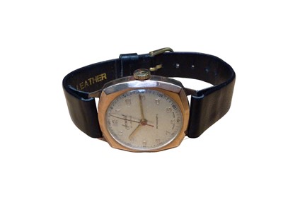 Lot 71 - 9ct gold cased Accurist wristwatch on leather strap