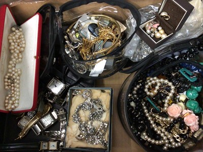 Lot 1018 - Box of costume jewellery, wristwatches etc