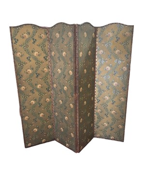 Lot 1432 - Antique four-fold embossed screen