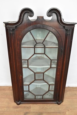 Lot 1435 - George III architectural mahogany corner cupboard