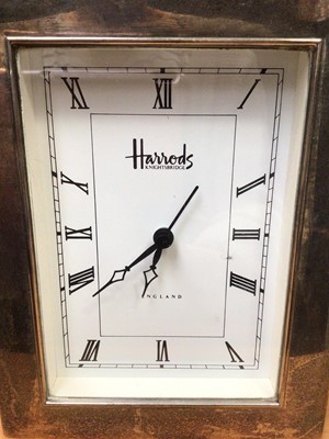 Lot 97 - Harrods silver mounted clock and other silver items