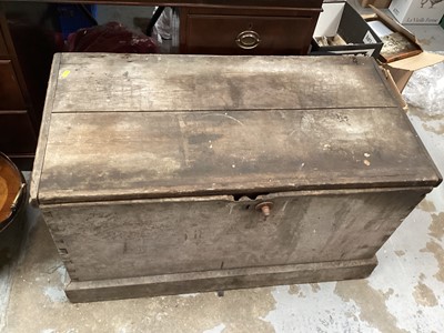 Lot 1445 - Old carpenters chest containing various tools