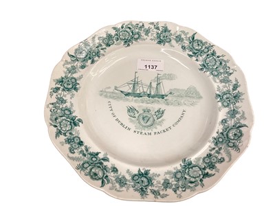 Lot 1137 - 19th century City of Dublin Steam Packet Company plate