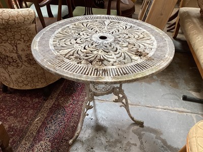 Lot 1457 - Aluminium circular garden table and two chairs