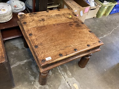 Lot 1460 - Hardwood coffee table with iron strapwork