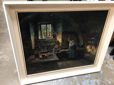 Lot 356 - Pair of large Dutch-style oils, 64cm x 53cm