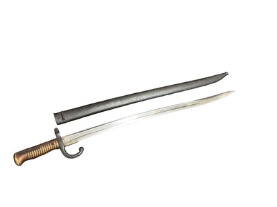 Lot 804 - French 1866 Pattern Chassepot bayonet with scabbard