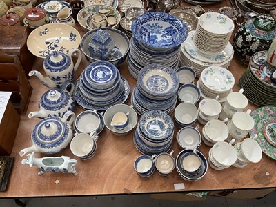 Lot 587 - Group of blue and white ceramics to include Spode Italian and various willow pattern items.