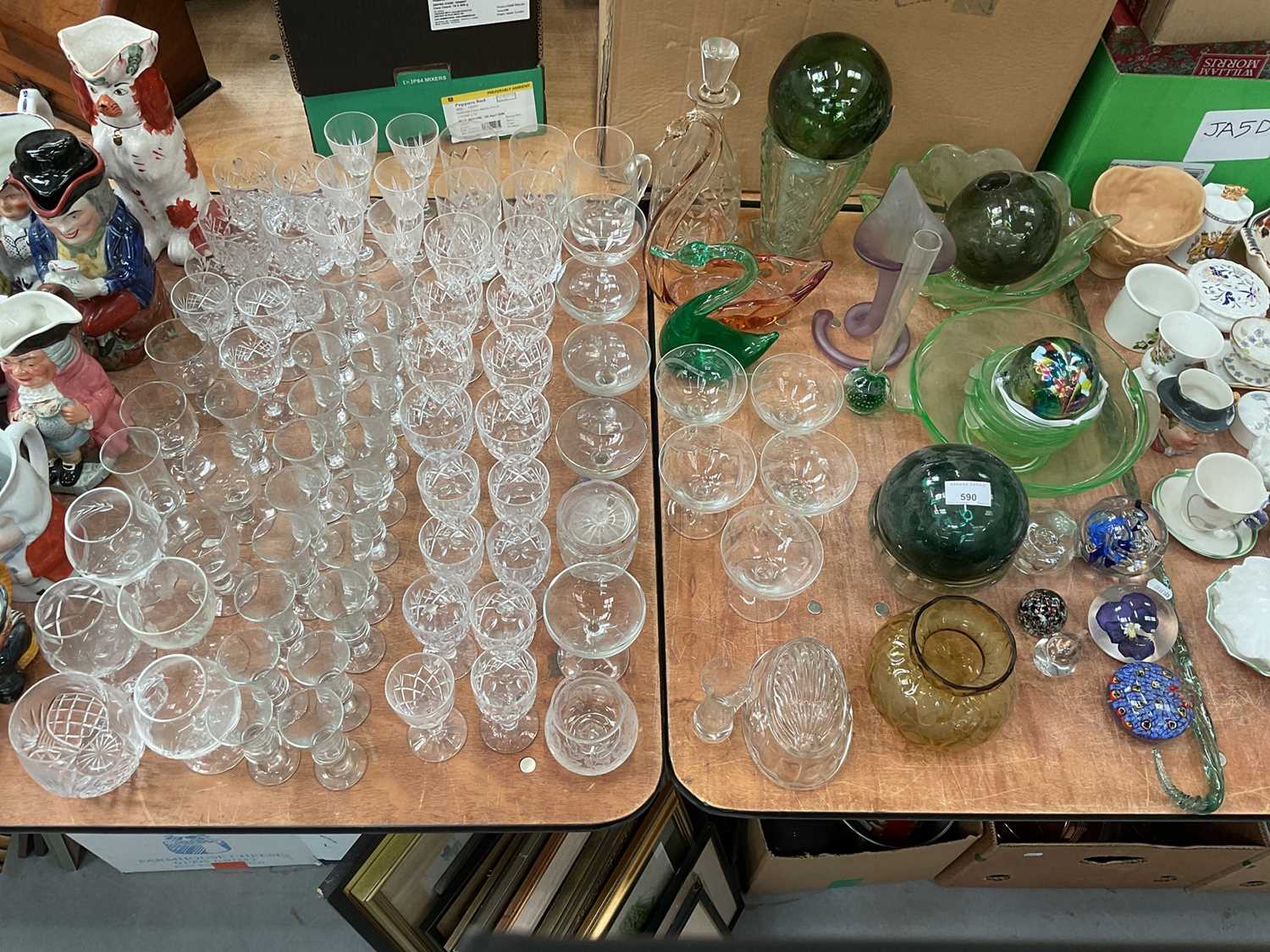 Lot 590 19th century glass walking cane, uranium