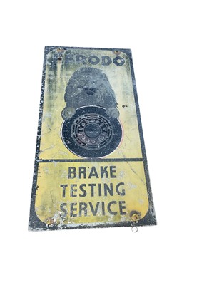Lot 107 - Vintage Ferodo Brake Testing Service double sided garage sign, 61 x 30.5cm