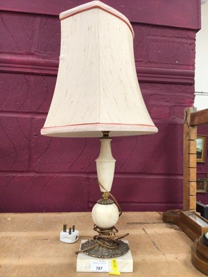 Lot 787 - Turned stone table lamp and shade