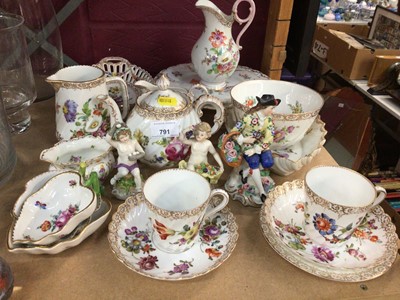 Lot 791 - Continental tea ware, figurines and plates