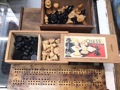 Lot 318 - Two wooden chest sets and a wooden crib board