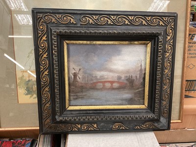 Lot 574 - 19th century Dutch landscape in an ebonised wood frame.