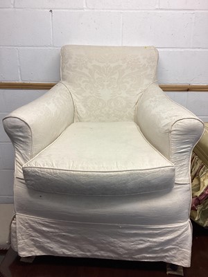 Lot 1493 - Edwardian armchair with loose cream cover