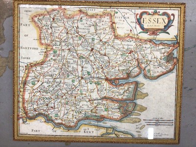 Lot 797 - Tinted colour map, "Essex" by Robert Morden, framed and glazed