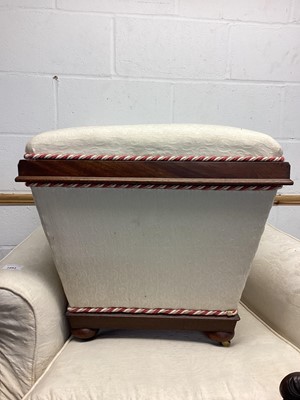 Lot 1499 - Victorian mahogany and cream upholstered box stool with hinged lid