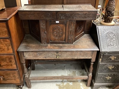 Lot 1500 - Antique carved oak court cupboard